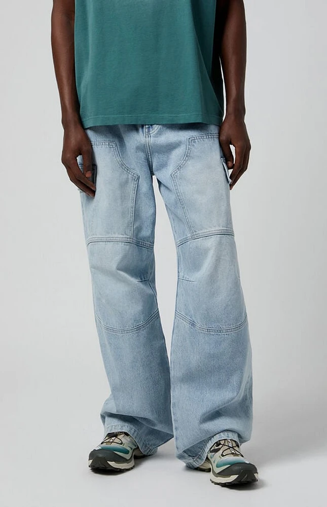 Pacsun Light Indigo Cargo Extreme Baggy Jeans