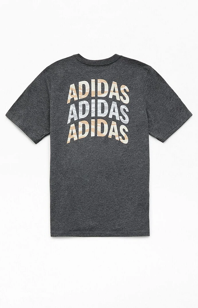 adidas Kids Heather Grey Tiger Camo Stack T-Shirt