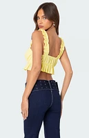 Edikted Tie Front Ruffled Top