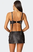 Edikted Sadaf Faux Leather Bra Top