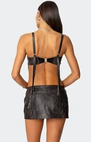 Edikted Sadaf Faux Leather Bra Top