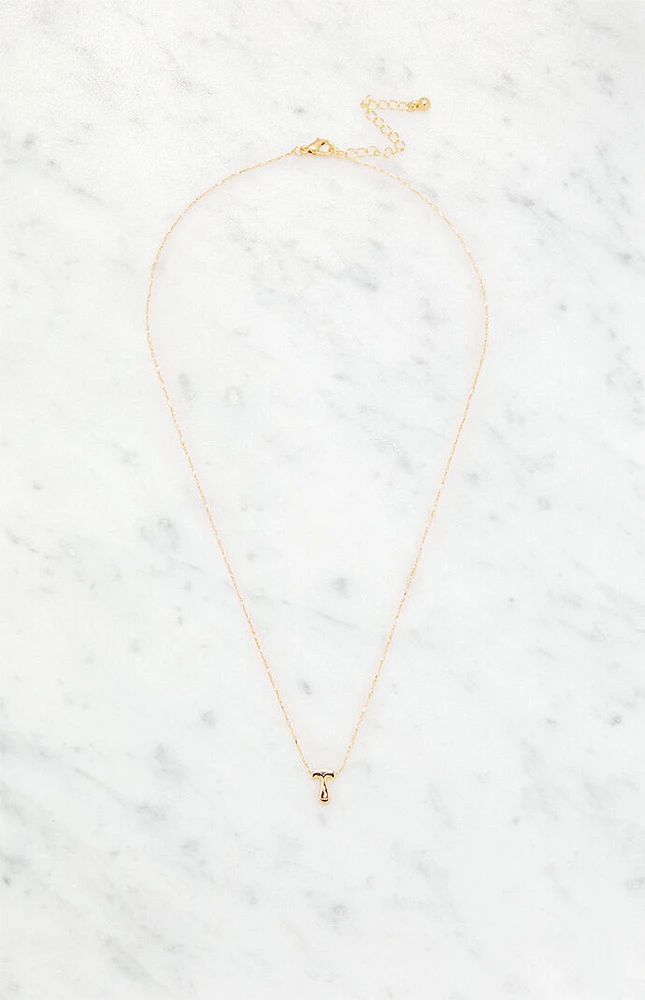 LA Hearts T Initial 14K Gold Plated Necklace