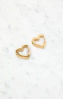 LA Hearts 14K Gold Plated Heart Huggie Earrings