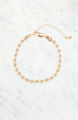 LA Hearts Gold Beaded Chain Bracelet