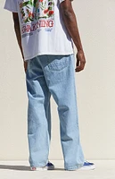 PacSun Medium Wash Baggy Carpenter Graphic Jeans