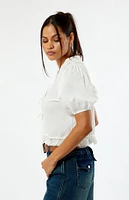 Zemeta Cottage Eyelet Tie Front Top