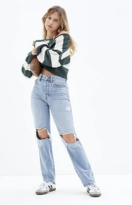 PacSun Light Indigo Ripped Knee Dad Jeans