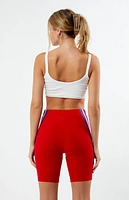 adidas Red Future Icons 3-Stripes Biker Shorts