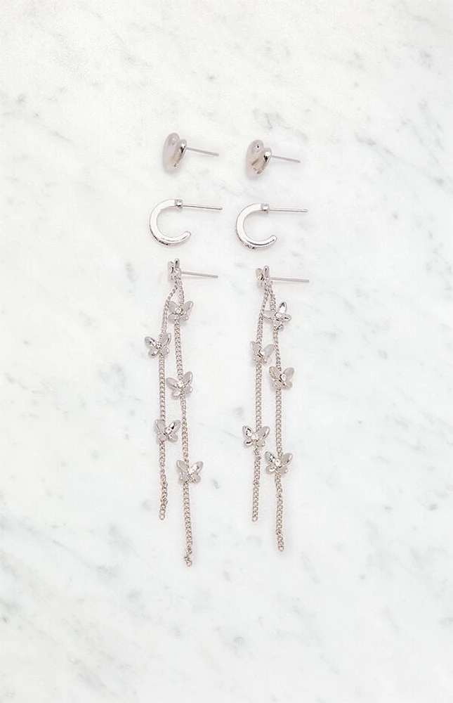 LA Hearts 3 Pack Silver Willow Earrings