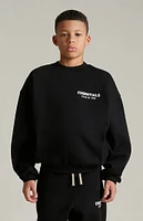 Fear of God Essentials Kids Black Fleece Crew Neck Sweatshirt