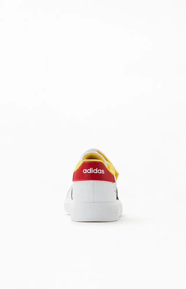 adidas Kids White Grand Court Mickey Mouse Shoes