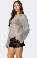 Edikted Drop Shoulder Sheer Knit Sweater