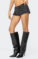 Edikted Leopard Ruffled Mesh Micro Shorts