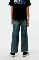 PacSun Kids Tinted Indigo Baggy Cargo Jeans