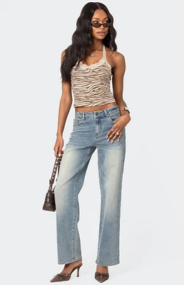 Edikted Amia High Rise Straight Leg Jeans