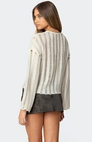 Edikted Stripey Shredded Sweater