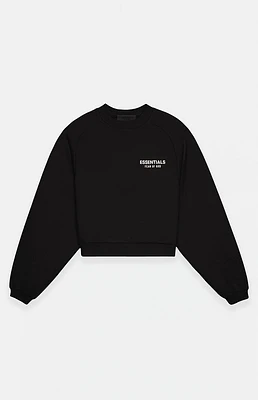 Fear of God Essentials Women's Black Fleece Cropped Crew Neck Sweatshirt