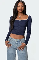 Edikted Ansley Lacey Cable Knit Top