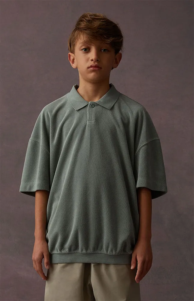 Kids Fear of God Sycamore Terry Cloth Short Sleeve Polo Shirt