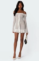 Edikted Textured Sheer Lace Mini Dress