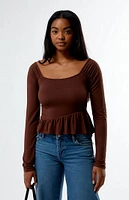 Est. PAC 1980 Asymmetrical Long Sleeve Babydoll Top