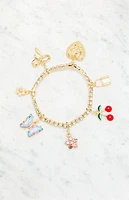 LA Hearts Rhinestone Charm Bracelet