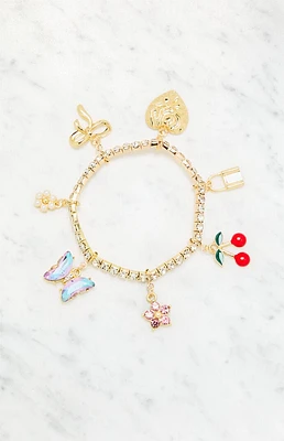 LA Hearts Rhinestone Charm Bracelet