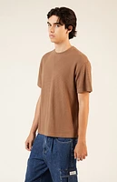 Pacsun Brown Solid Waffle Knit T-Shirt