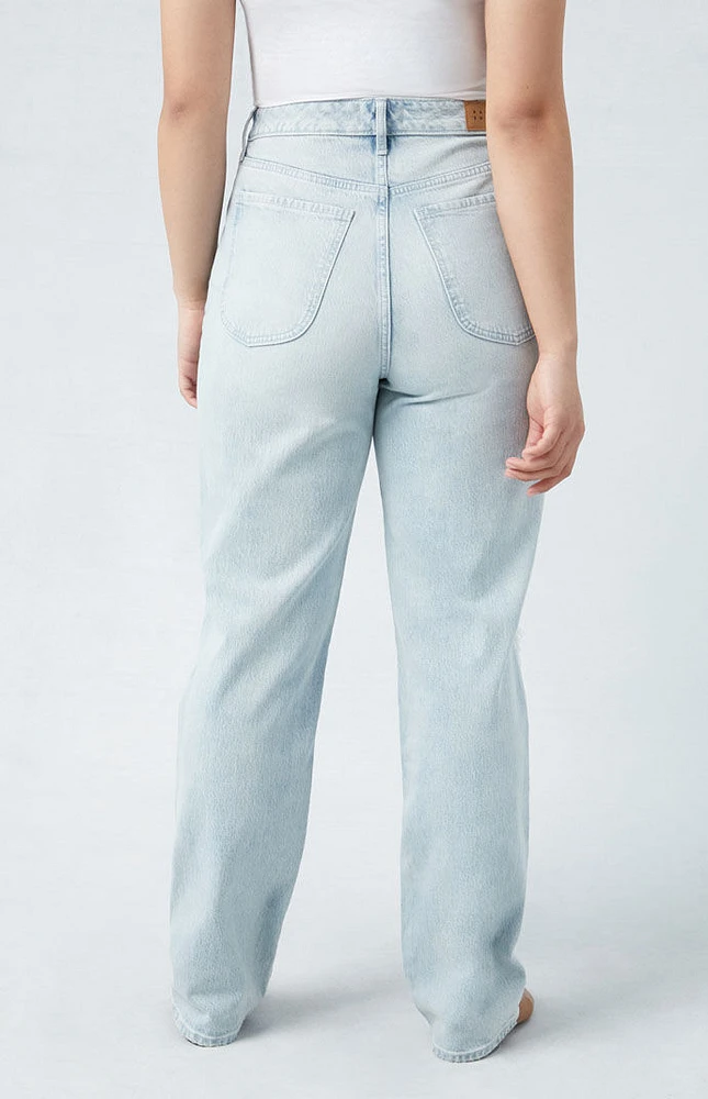 PacSun Eco Stretch Light Indigo Ripped Curve Dad Jeans