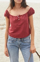 John Galt Red Plaid Clarisse Off-The-Shoulder Top