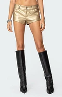 Edikted Melodi Faux Leather Micro Shorts