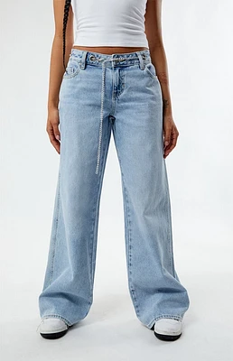 PacSun Light Indigo Grommet Low Rise Baggy Jeans