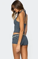 Edikted Reagan Striped Ribbed Halter Top