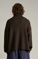 Fear of God Essentials Brown Heavy Waffle Knit Turtleneck Sweater