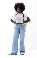 Pacsun Casey Medium Indigo Ripped Low Rise Baggy Jeans