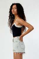 PacSun Eco Light Gray Ripped High Waisted Denim Festival Shorts