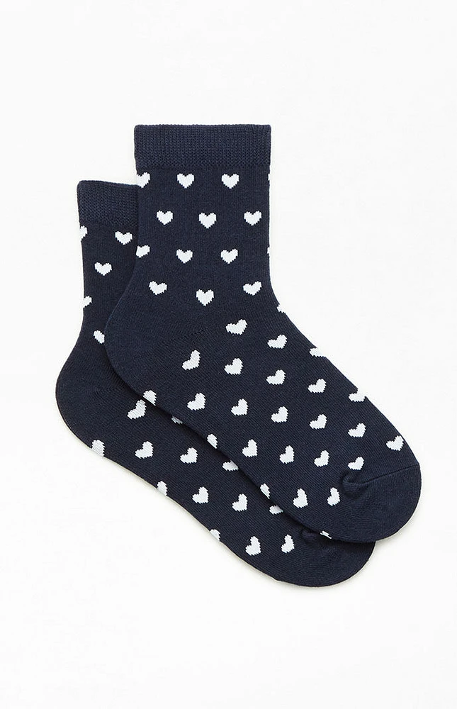 John Galt Navy Heart Quarter Socks