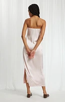 Beverly and Beck Satin Strapless Midi Dress