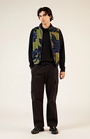 Pacsun Olive Sherpa Print Vest