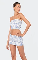 Edikted Delft Print Strapless Top