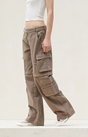 PacSun Tan Zip Off Low Rise Baggy Cargo Jeans