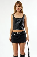 LA Hearts Faux Leather Corset Tank Top