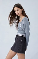 PacSun Eco Black Mid Rise Denim Mini Skirt