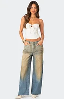 Edikted Muddy Washed Low Rise Jeans