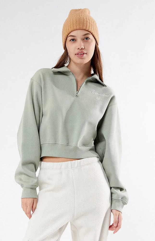 PacSun Switzerland Half Zip Cropped Sweatshirt