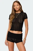 Edikted Rye Sheer Textured T-Shirt