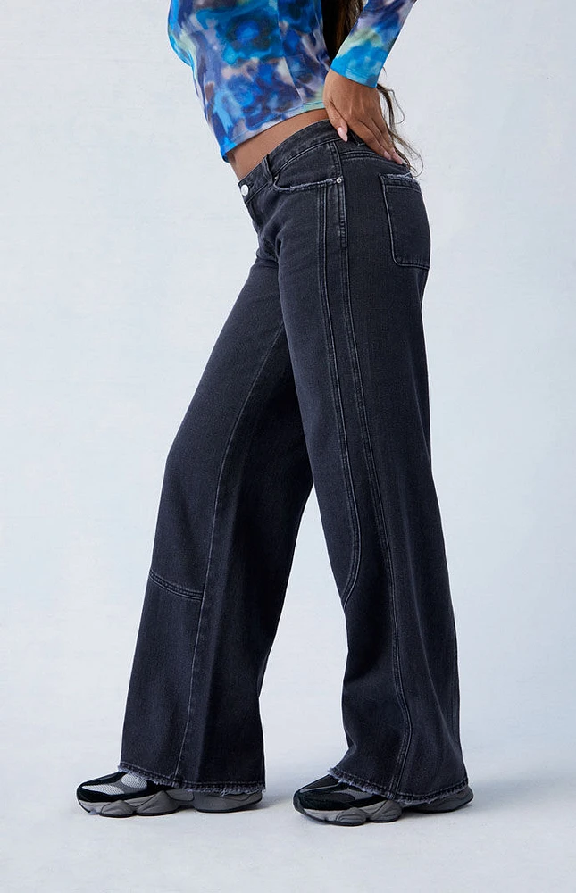 Black Seamed Low Rise Baggy Jeans