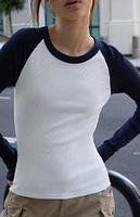 John Galt White & Navy Bella Long Sleeve Colorblock Top