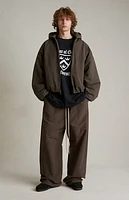 Fear of God Essentials Brown Military Nylon Hooded Bomber Jacket