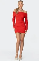 Edikted Evi Fold Over Knit Mini Dress